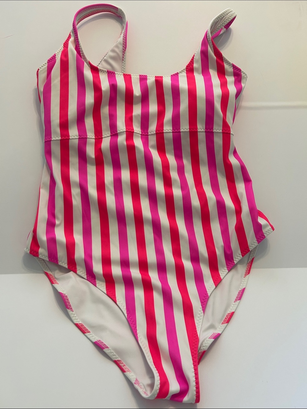 Fabletics Pink and White Striped One-Piece Swimsuit